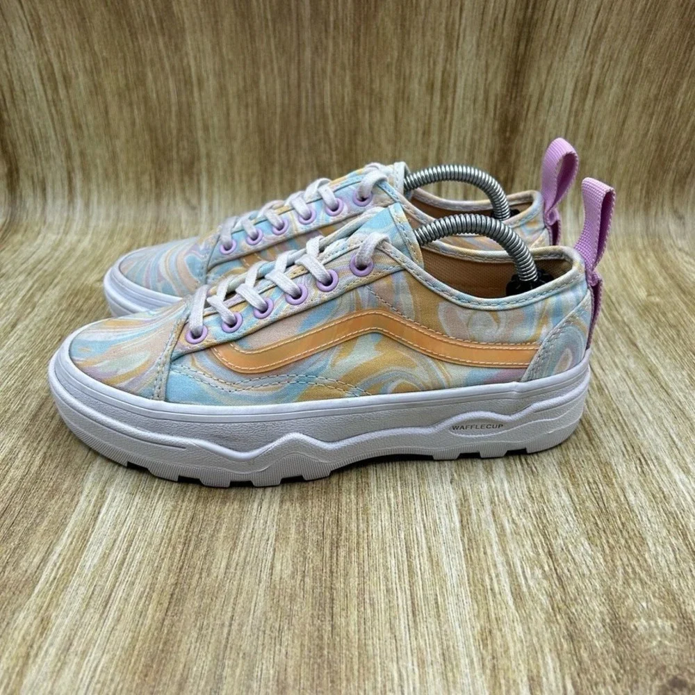 Vans‎ Sentry WC Women's 6.5 Multicolor Marble Swirl Low Platform Sneakers Shoes